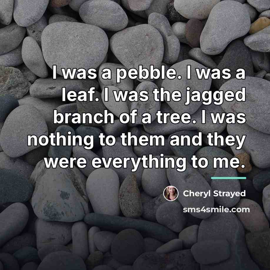 “I was a pebble. I was a leaf. I was…” quote by Cheryl Strayed