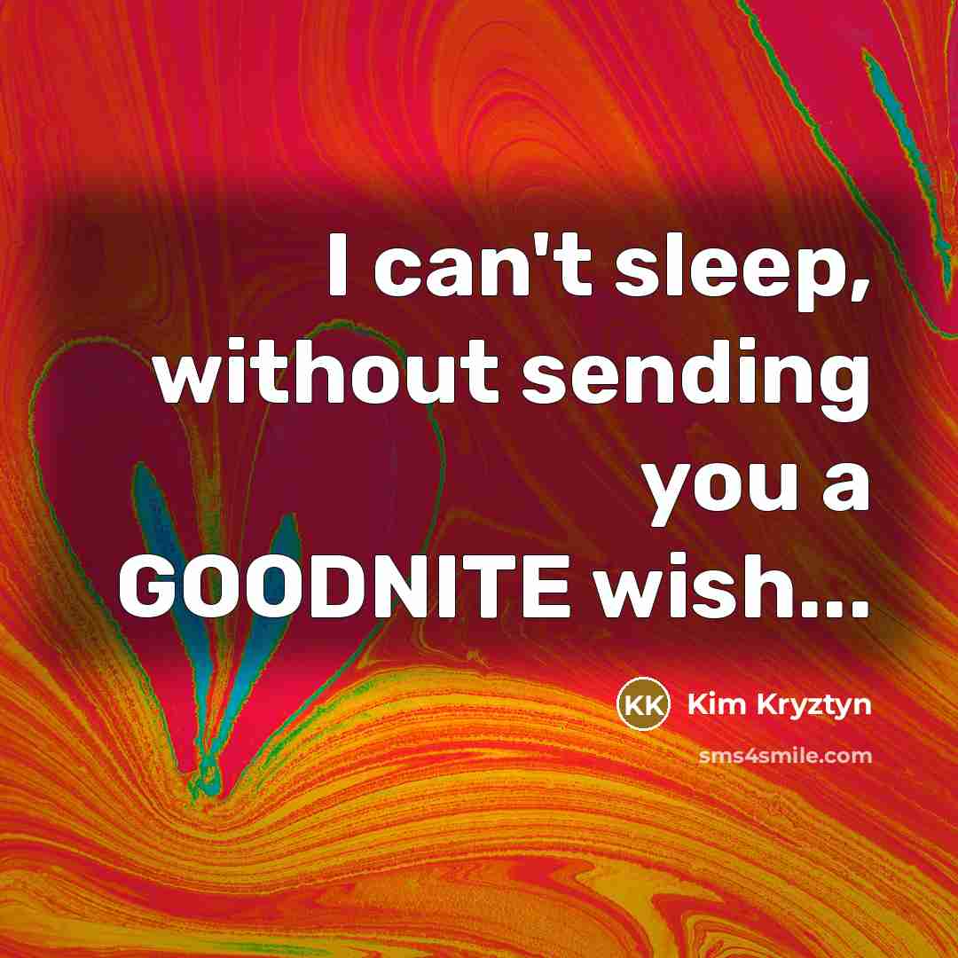 “I can't sleep, without sending you a GOODNITE wish...…” quote by Kim Kryztyn