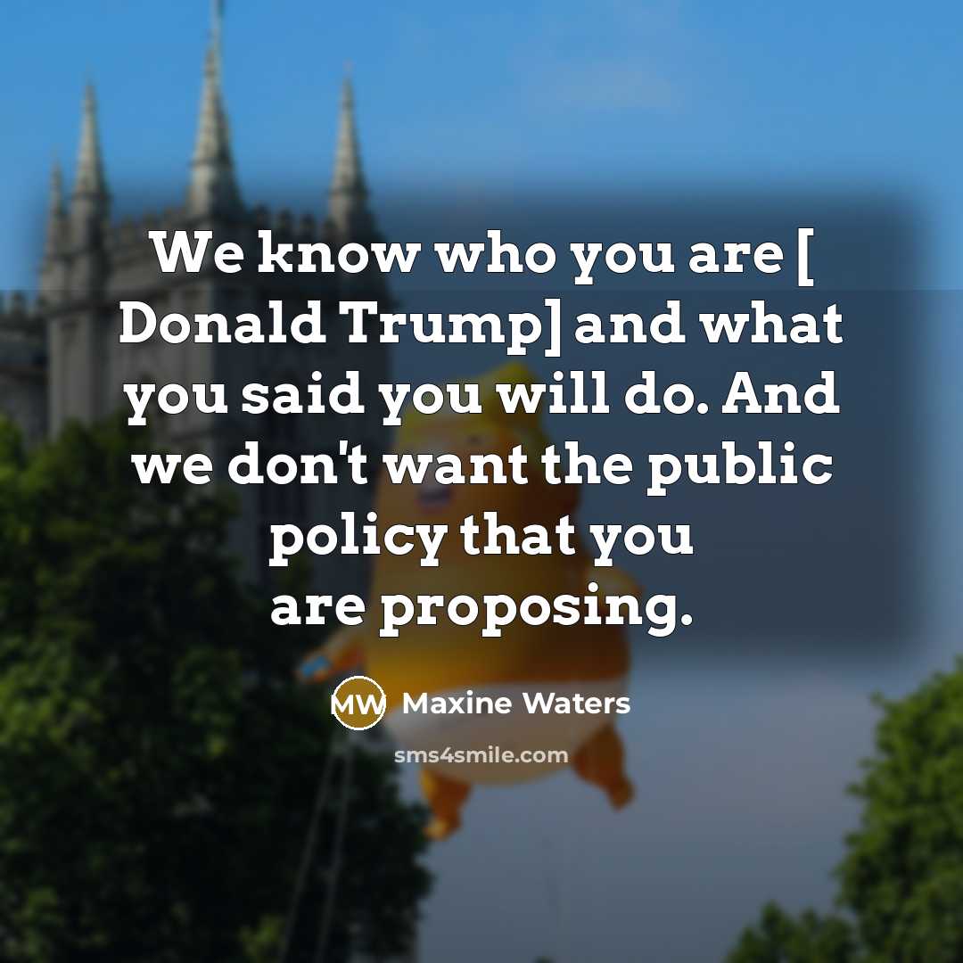“We know who you are [ Donald Trump] and what…” quote by Maxine Waters