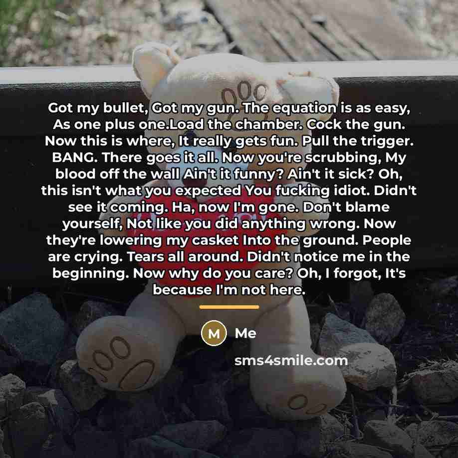 “Got my bullet, Got my gun. The equation is as…” quote by Me
