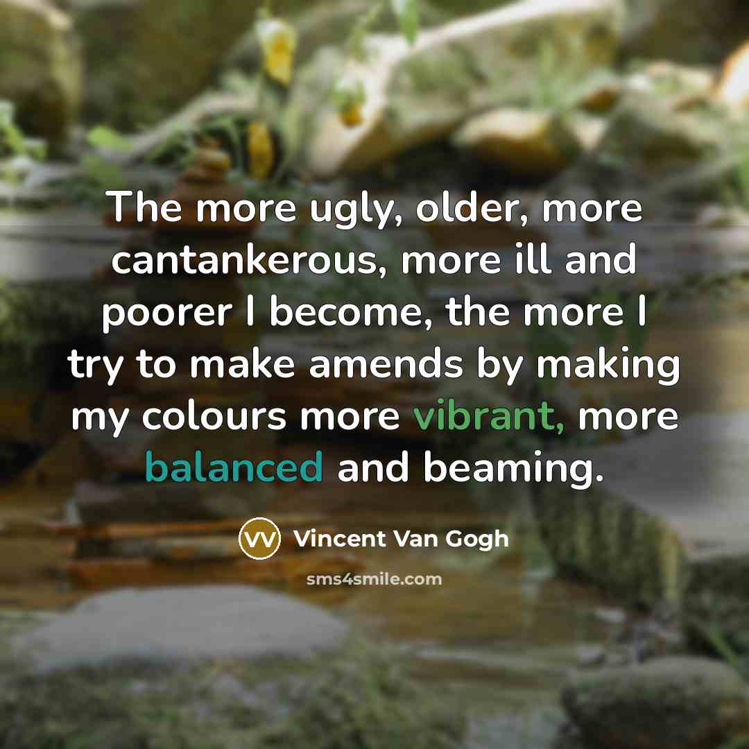 “The more ugly, older, more cantankerous, more ill and poorer…” quote by Vincent Van Gogh