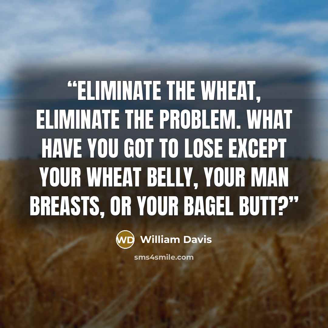 “Eliminate the wheat, eliminate the problem. What have you got to lose except your wheat belly, your man breasts, or your bagel butt?” quote by William Davis