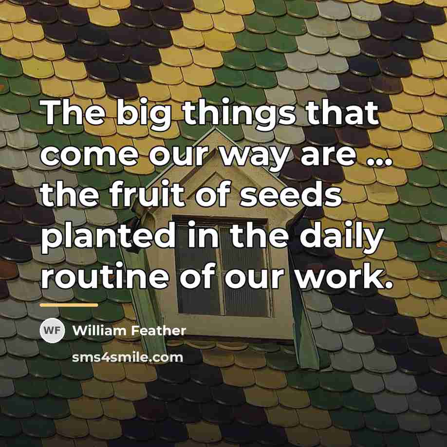 “The big things that come our way are ... the…” quote by William Feather