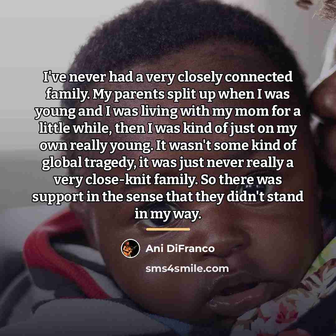 “I've never had a very closely connected family. My parents…” quote by Ani DiFranco