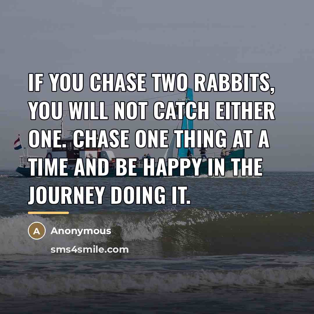 “If you chase two rabbits, you will not catch either…” quote by Anonymous