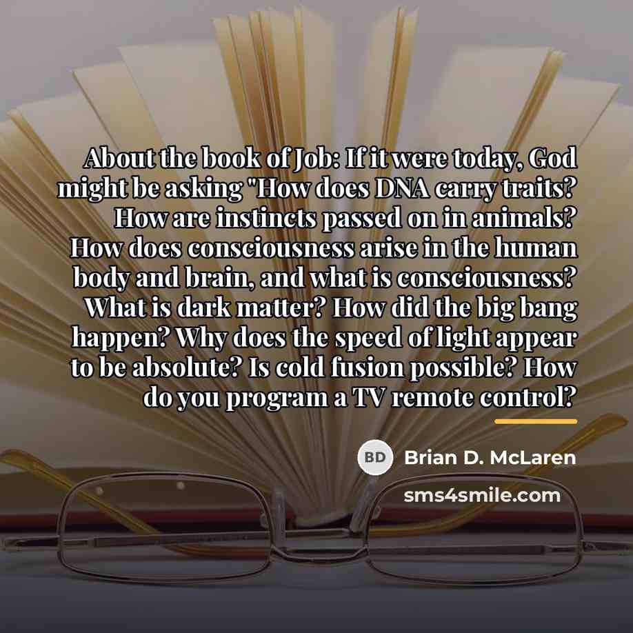 “About the book of Job: If it were today, God…” quote by Brian D. McLaren