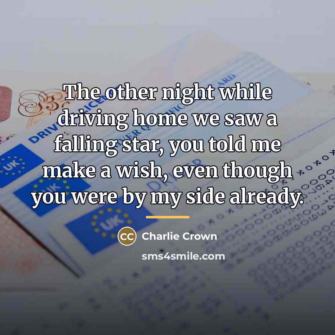 “The other night while driving home we saw a falling…” quote by Charlie Crown