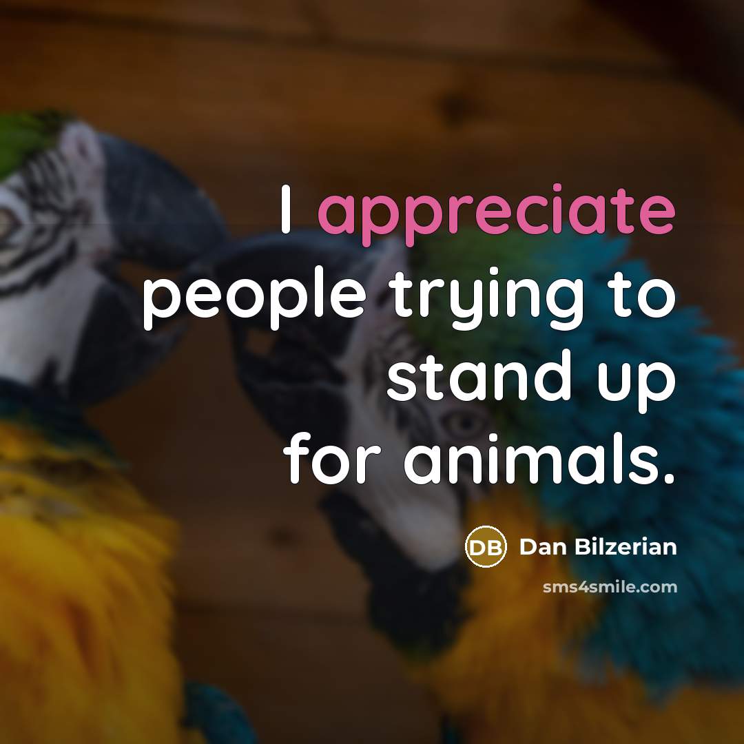 “I appreciate people trying to stand up for animals.…” quote by Dan Bilzerian