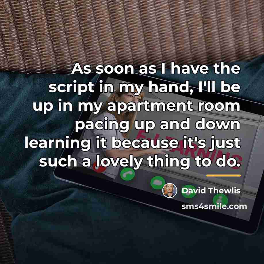 “As soon as I have the script in my hand,…” quote by David Thewlis