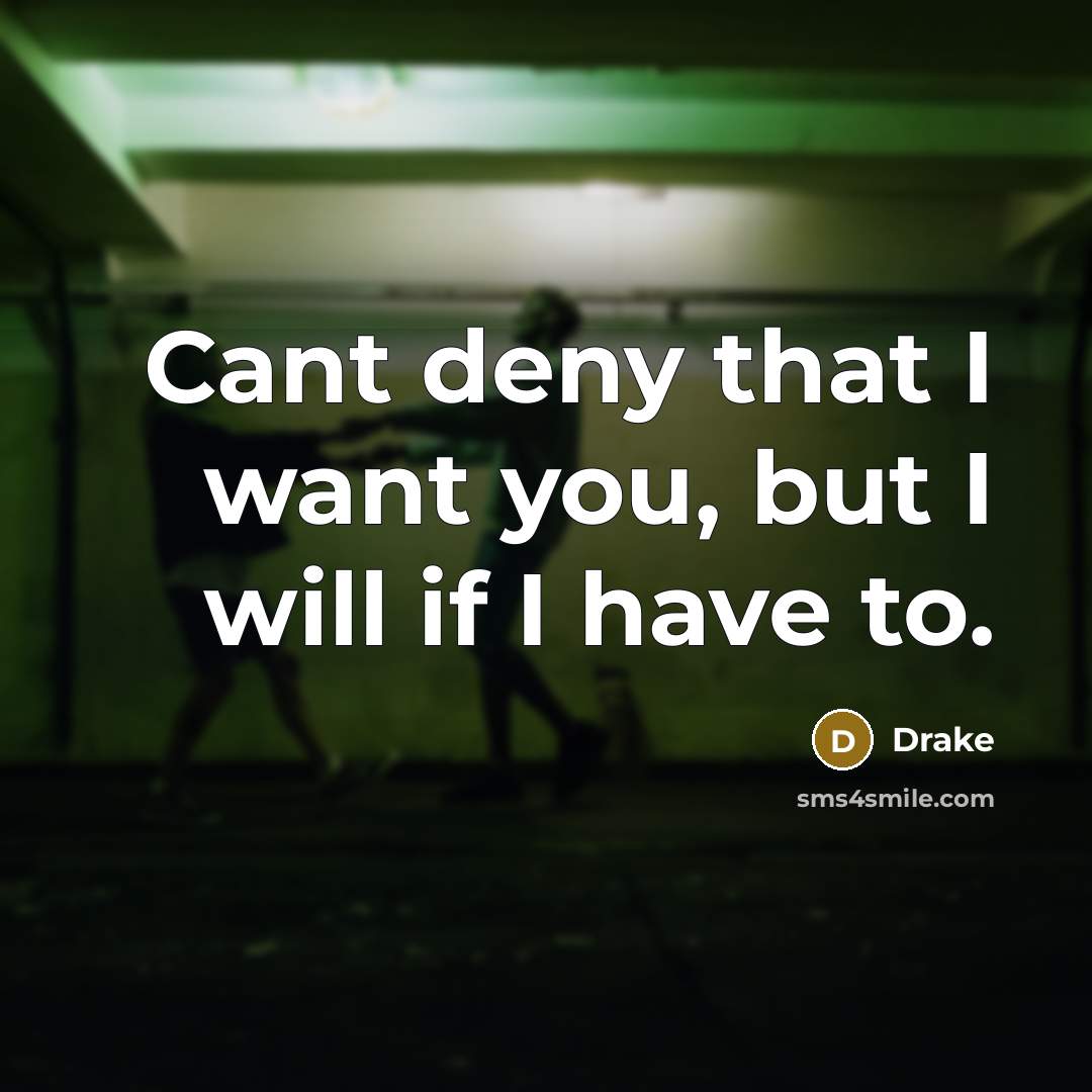 “Cant deny that I want you, but I will if…” quote by Drake