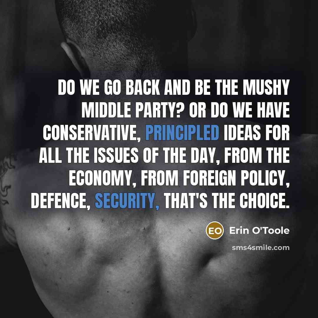 “Do we go back and be the mushy middle party? Or do we have conservative, principled ideas for all the issues of the day, from the economy, from foreign policy, defence, security, that's the choice.” quote by Erin O'Toole