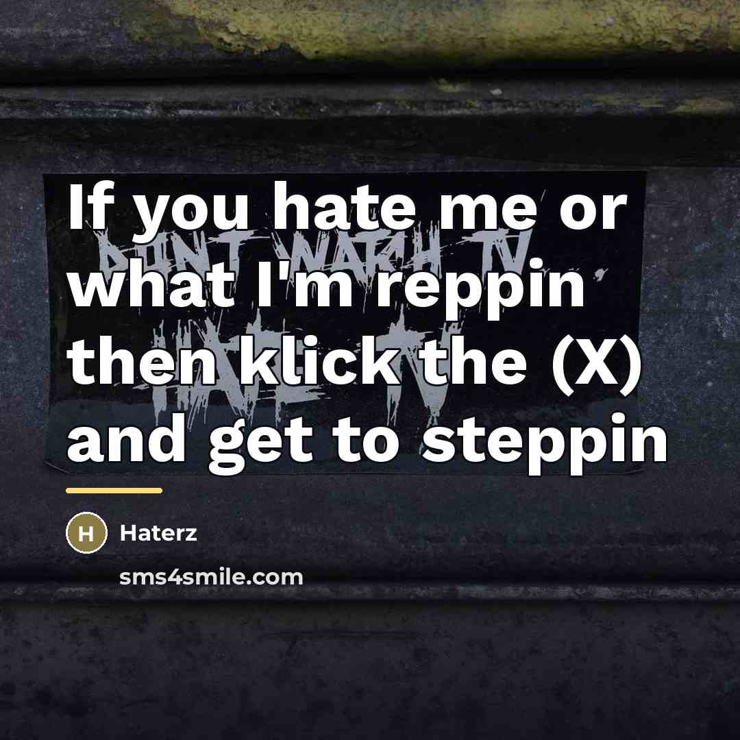 “If you hate me or what I'm reppin then klick…” quote by Haterz