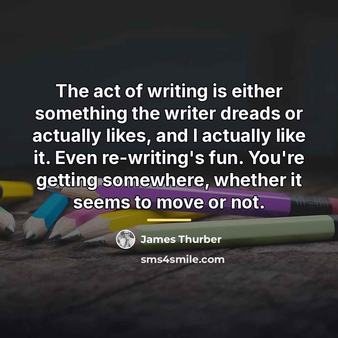 “The act of writing is either something the writer dreads…” quote by James Thurber