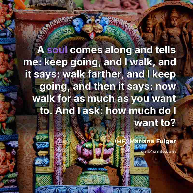 “A soul comes along and tells me: keep going, and…” quote by Mariana Fulger