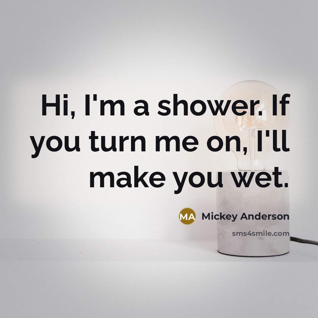“Hi, I'm a shower. If you turn me on, I'll…” quote by Mickey Anderson