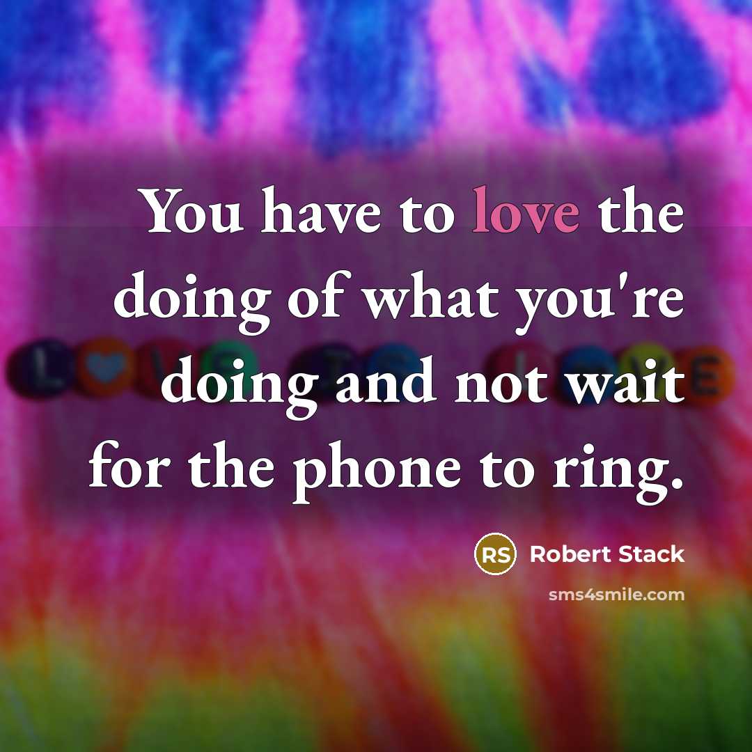 “You have to love the doing of what you're doing…” quote by Robert Stack