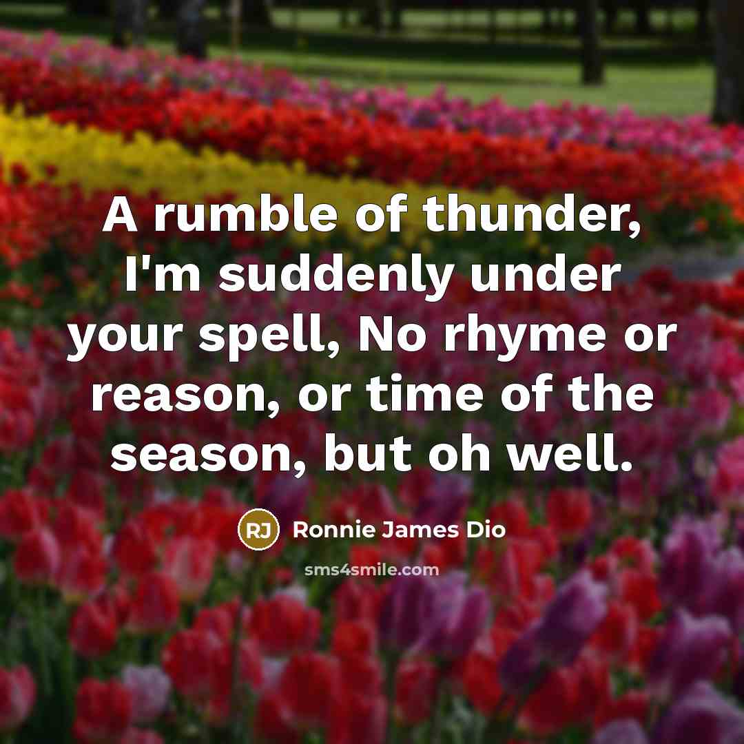 “A rumble of thunder, I'm suddenly under your spell, No…” quote by Ronnie James Dio