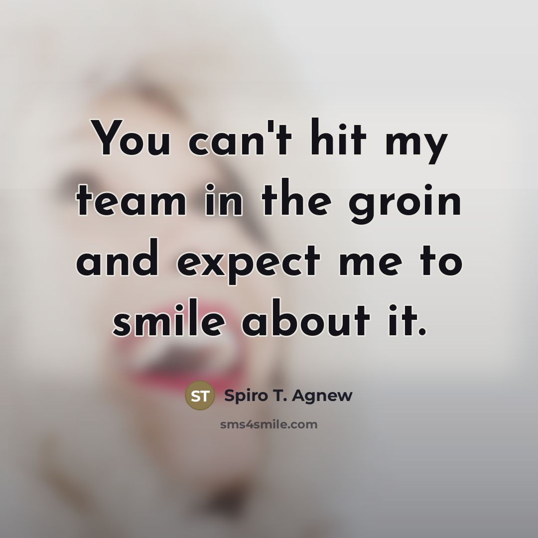 “You can't hit my team in the groin and expect…” quote by Spiro T. Agnew