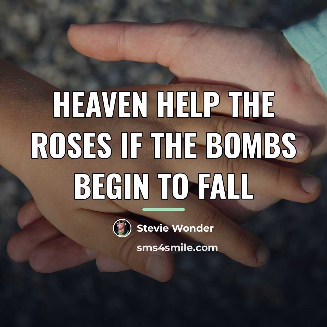 “Heaven help the roses if the bombs begin to fall…” quote by Stevie Wonder