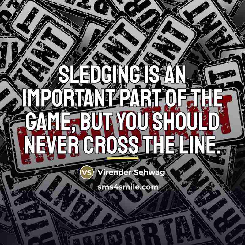 “Sledging is an important part of the game, but you…” quote by Virender Sehwag