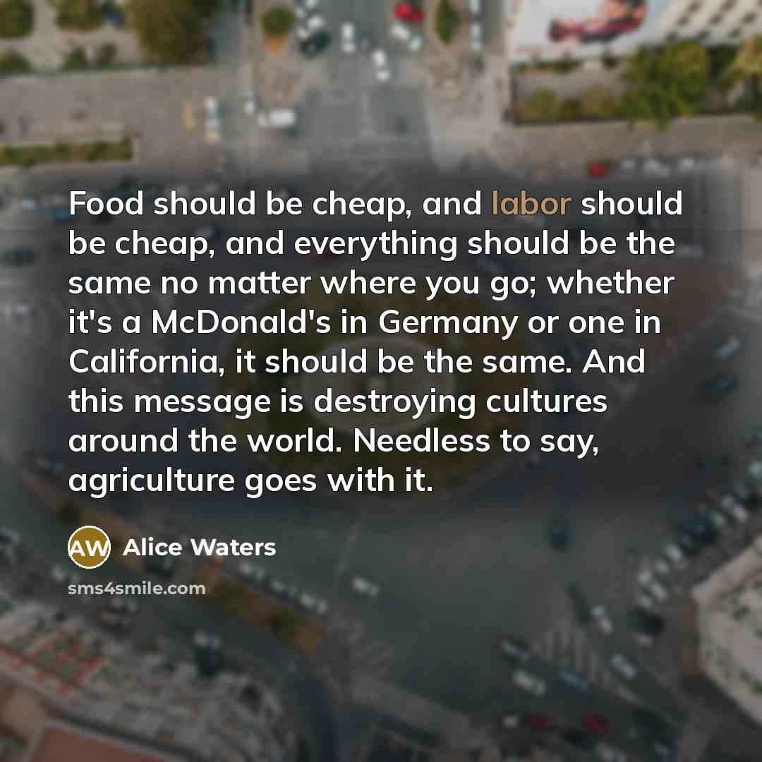 “Food should be cheap, and labor should be cheap, and…” quote by Alice Waters