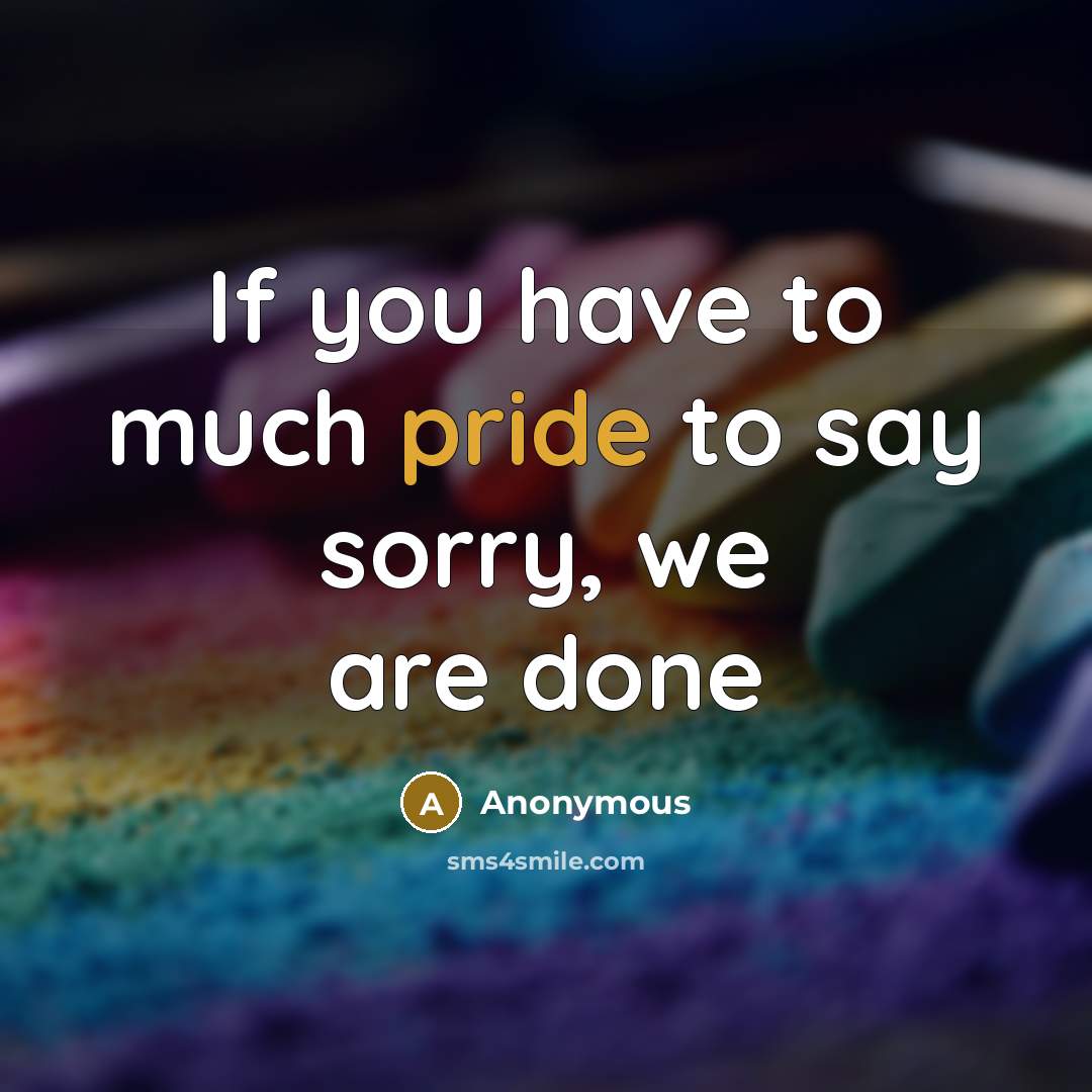 “If you have to much pride to say sorry, we…” quote by Anonymous