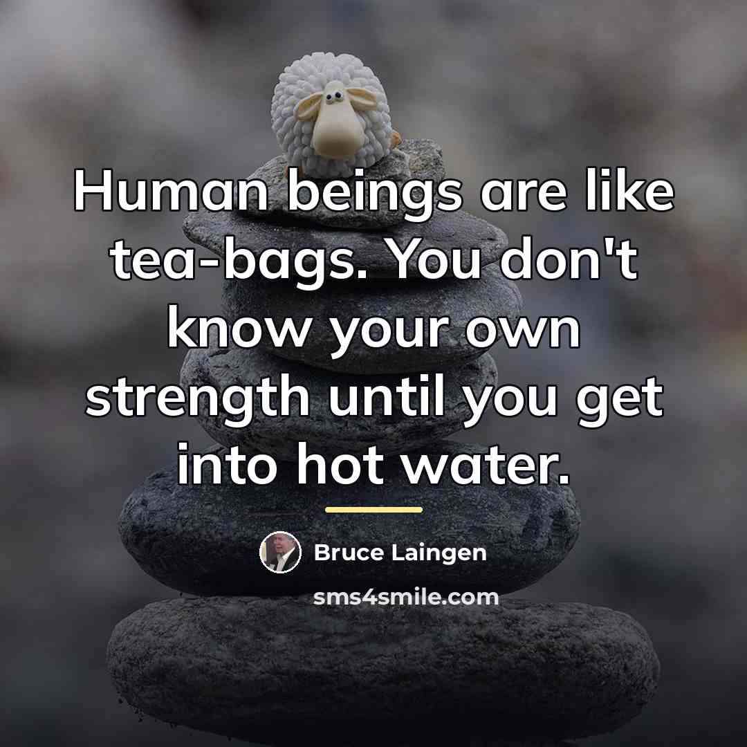 “Human beings are like tea-bags. You don't know your own…” quote by Bruce Laingen
