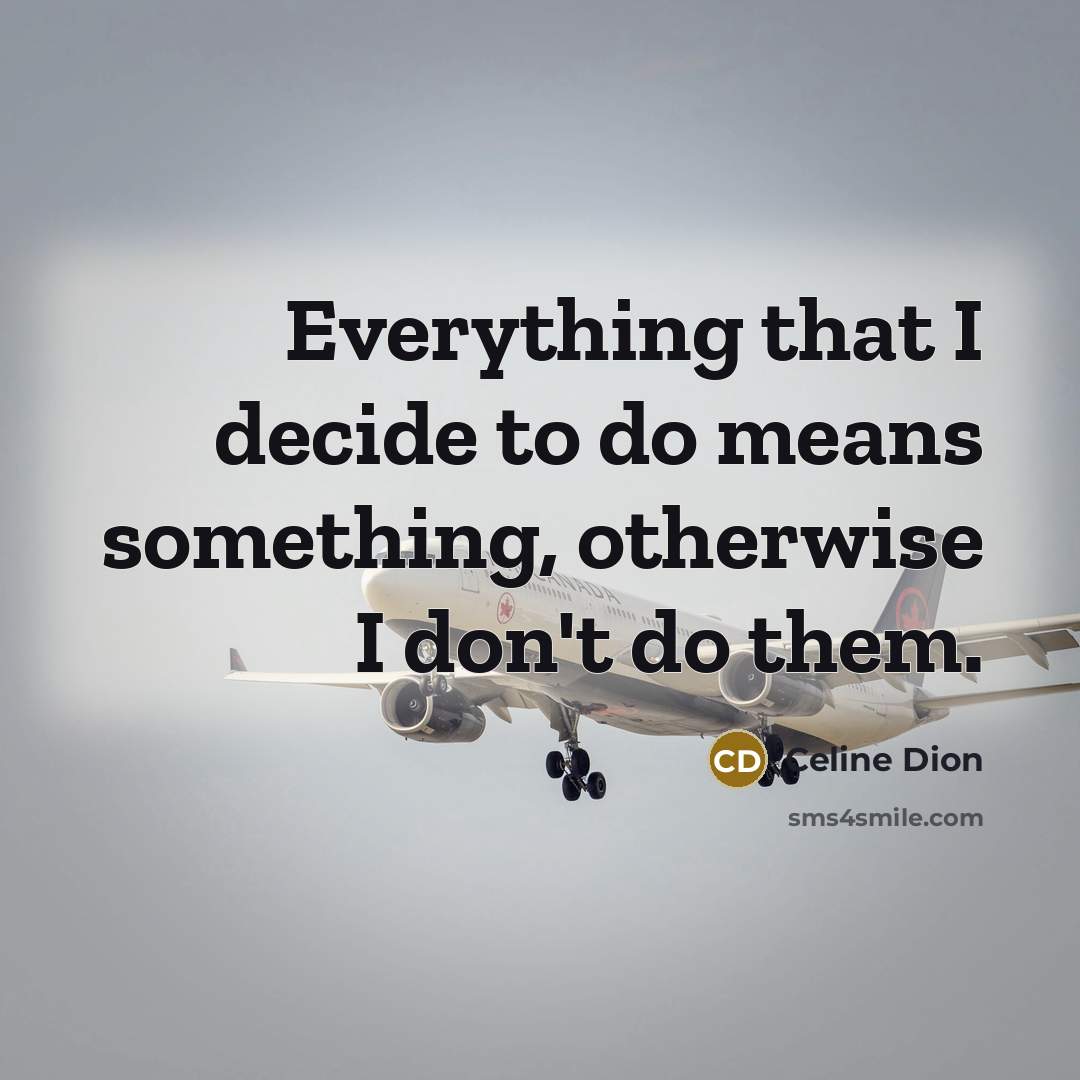 “Everything that I decide to do means something, otherwise I…” quote by Celine Dion