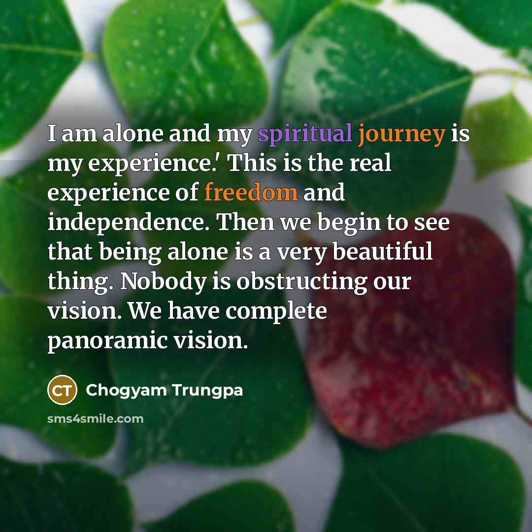 “I am alone and my spiritual journey is my experience.'…” quote by Chogyam Trungpa