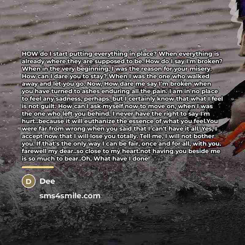 “HOW do I start putting everything in place? When everything…” quote by Dee