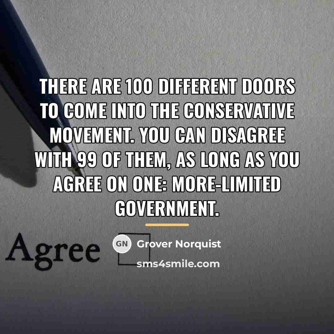 “There are 100 different doors to come into the conservative…” quote by Grover Norquist
