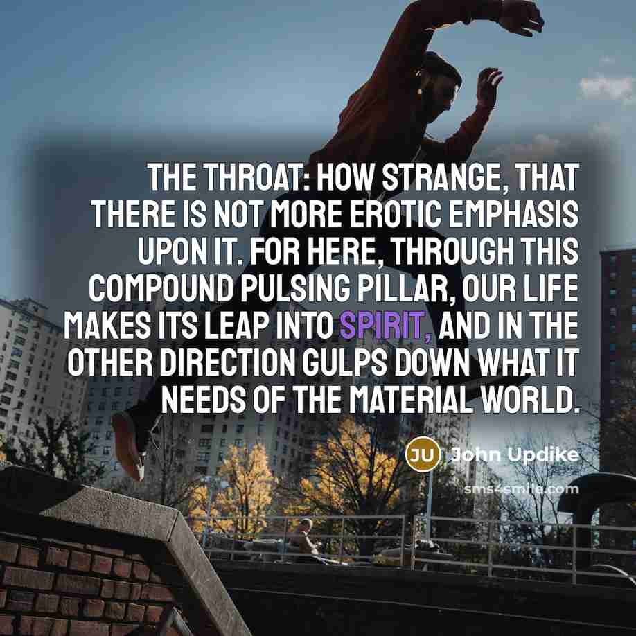“The throat: how strange, that there is not more erotic…” quote by John Updike