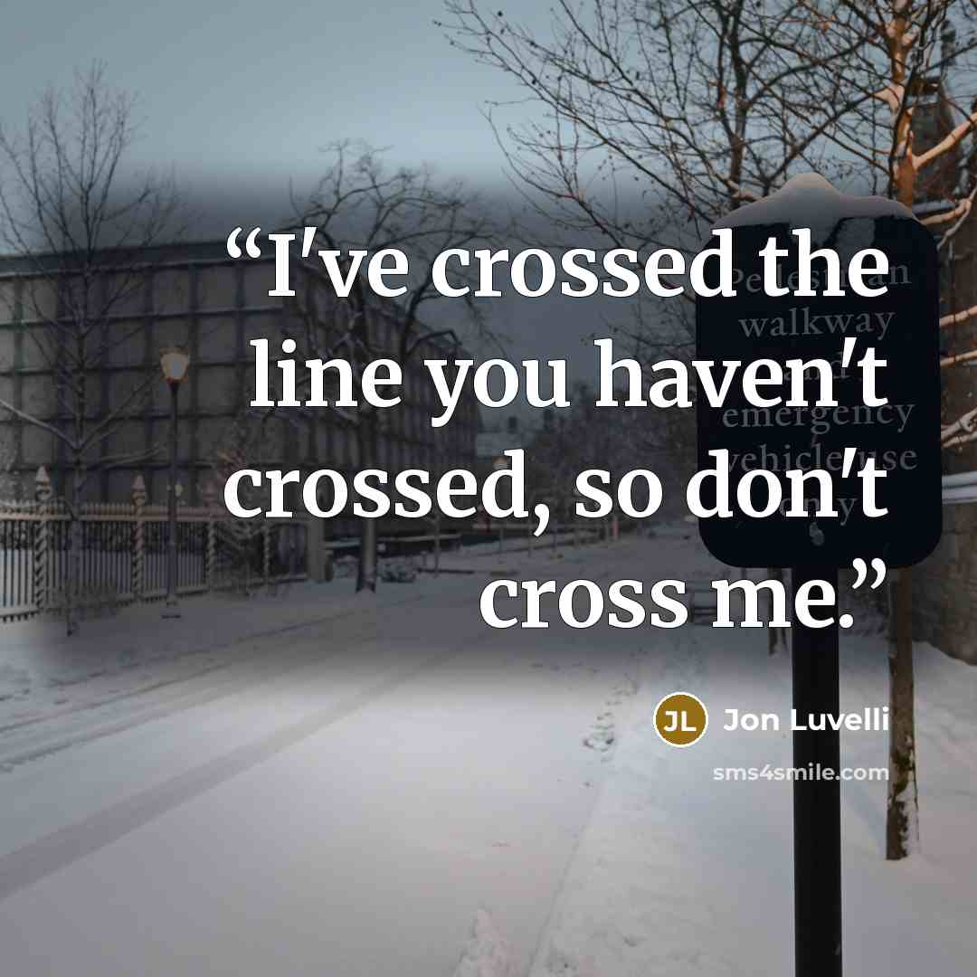 “I've crossed the line you haven't crossed, so don't cross me.” quote by Jon Luvelli