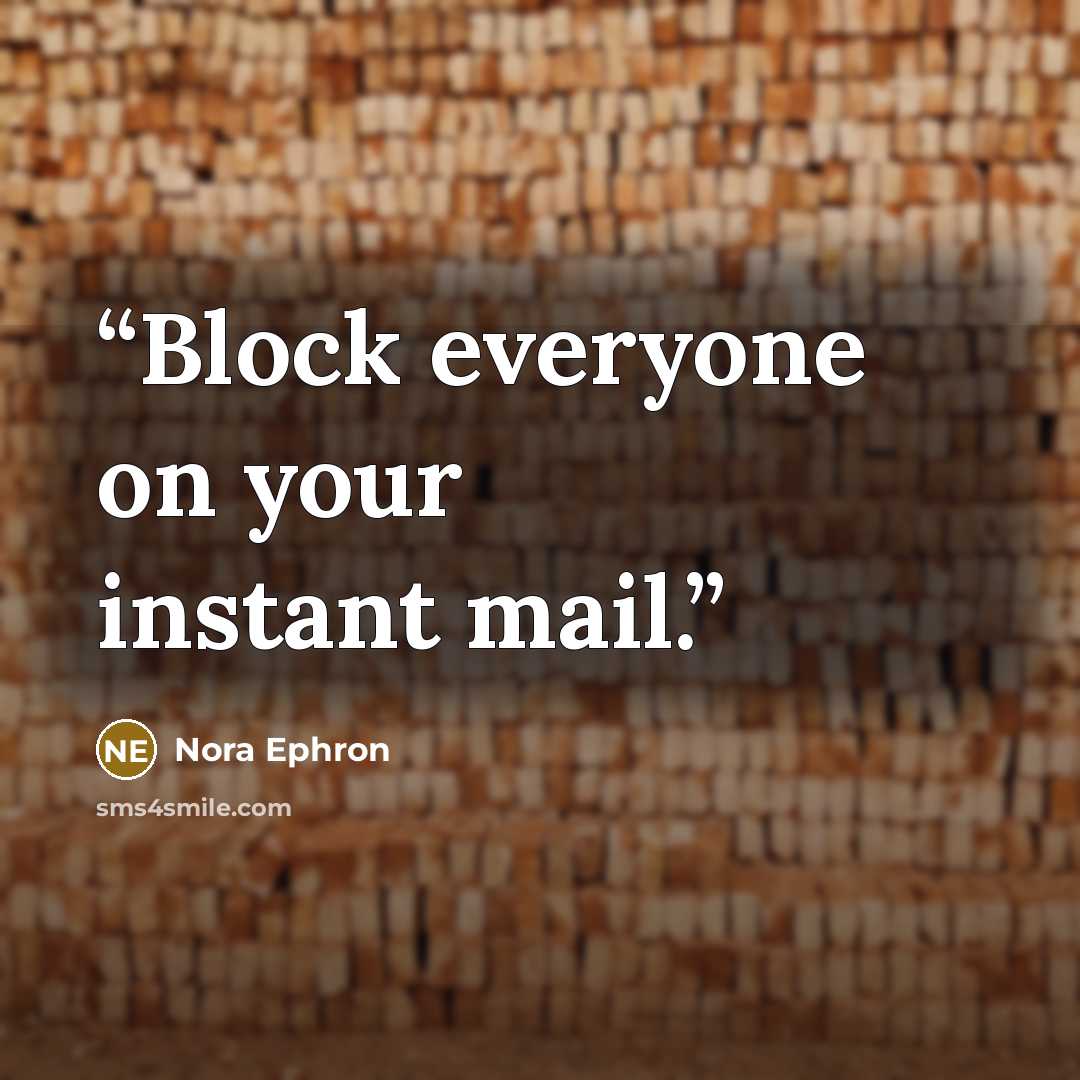“Block everyone on your instant mail.” quote by Nora Ephron