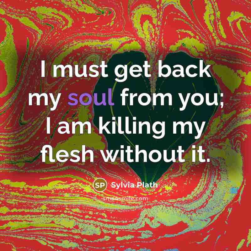 “I must get back my soul from you; I am…” quote by Sylvia Plath