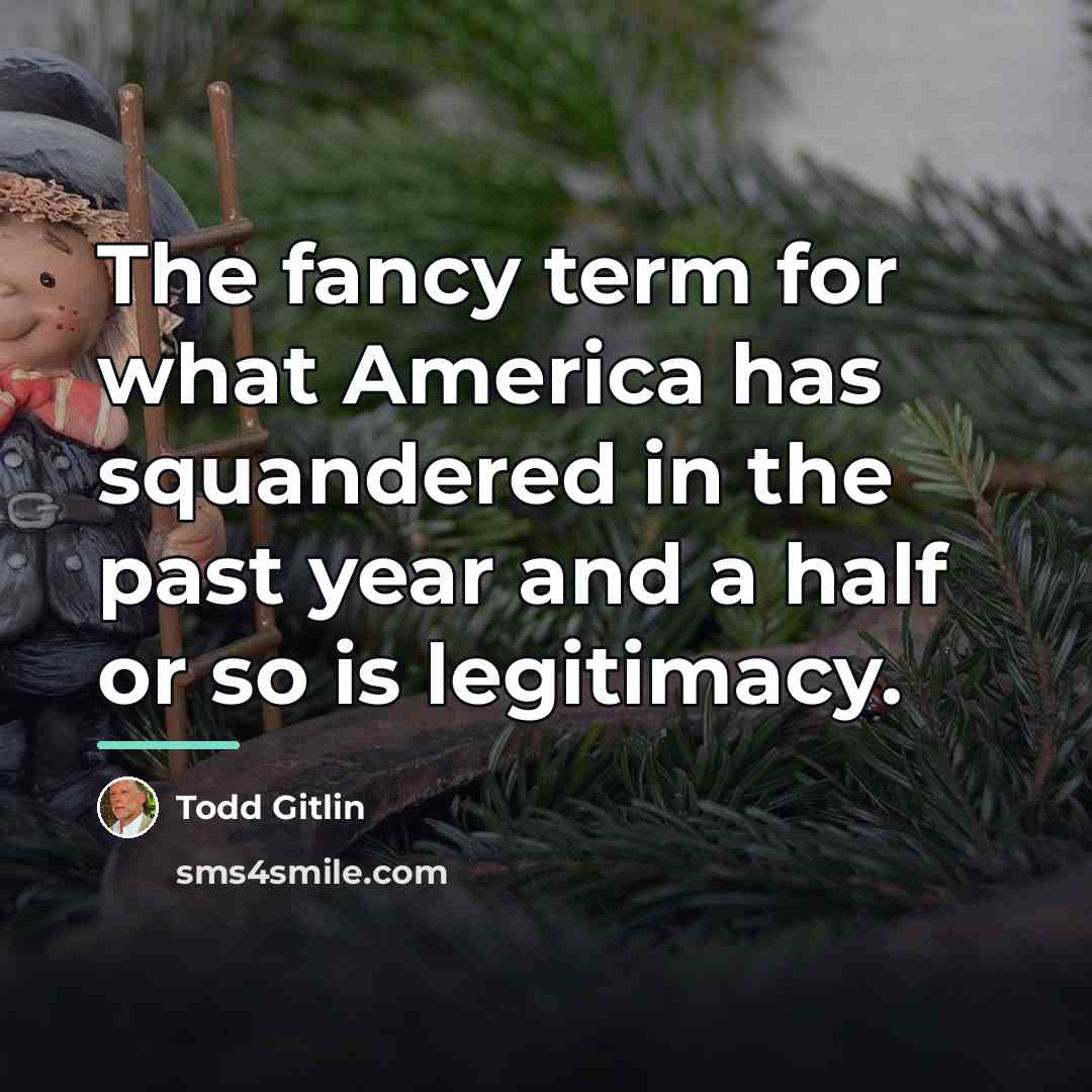 “The fancy term for what America has squandered in the…” quote by Todd Gitlin