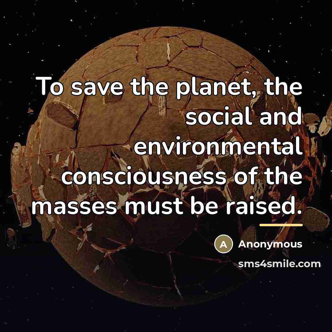 “To save the planet, the social and environmental consciousness of…” quote by Anonymous