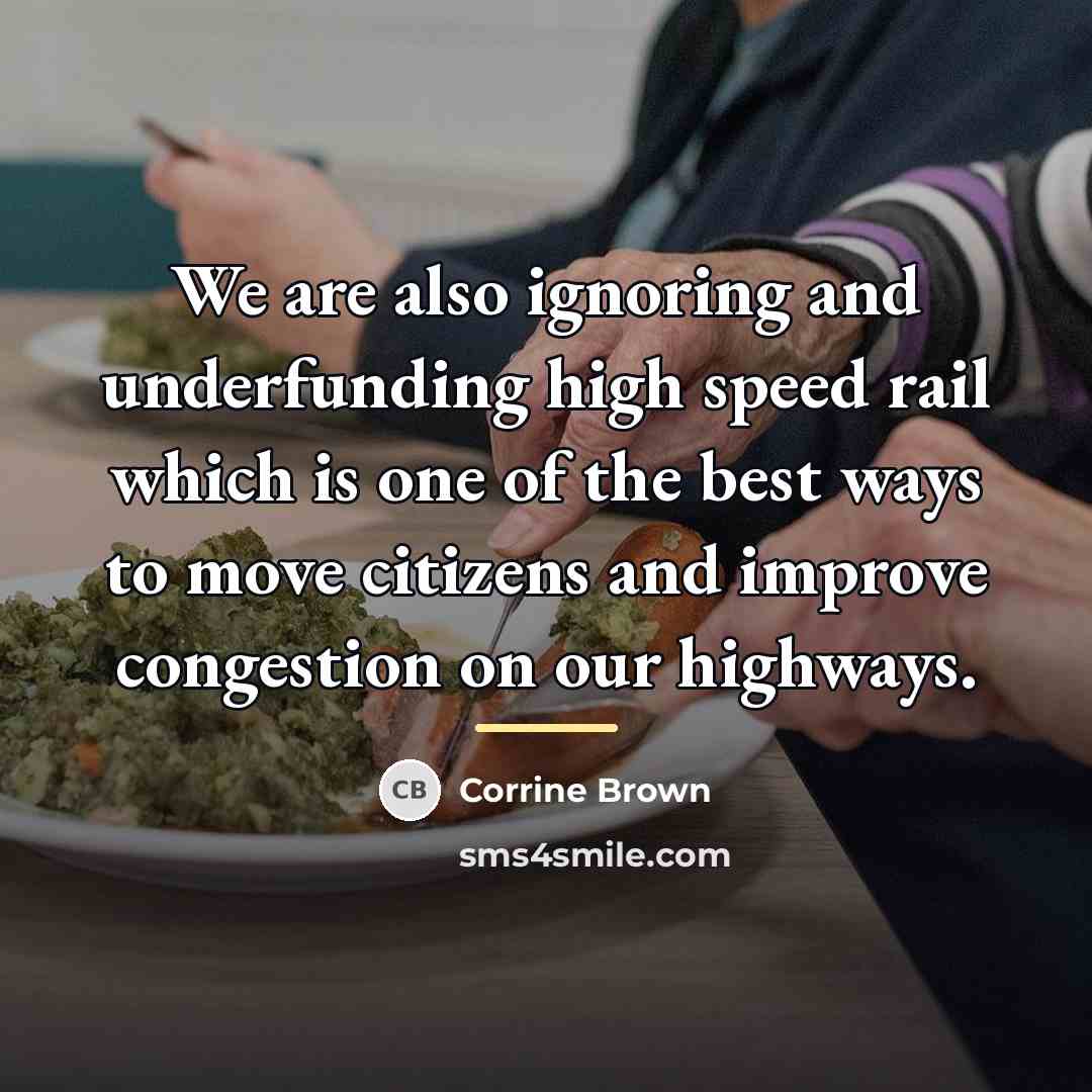 “We are also ignoring and underfunding high speed rail which…” quote by Corrine Brown