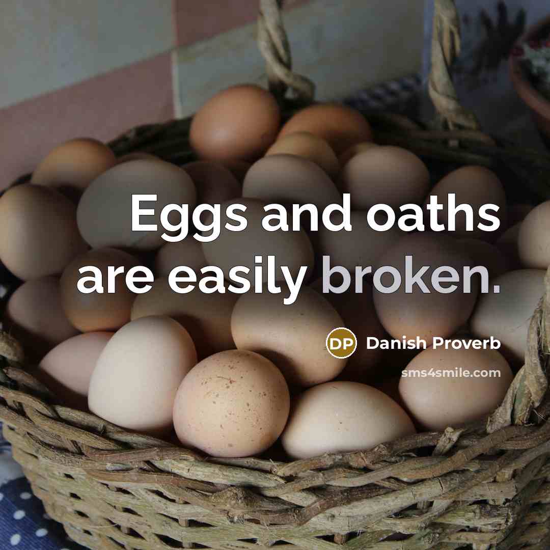 “Eggs and oaths are easily broken.” quote by Danish Proverb