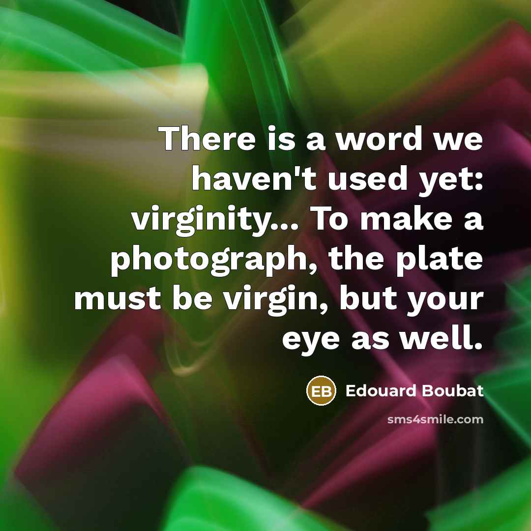 “There is a word we haven't used yet: virginity... To…” quote by Edouard Boubat