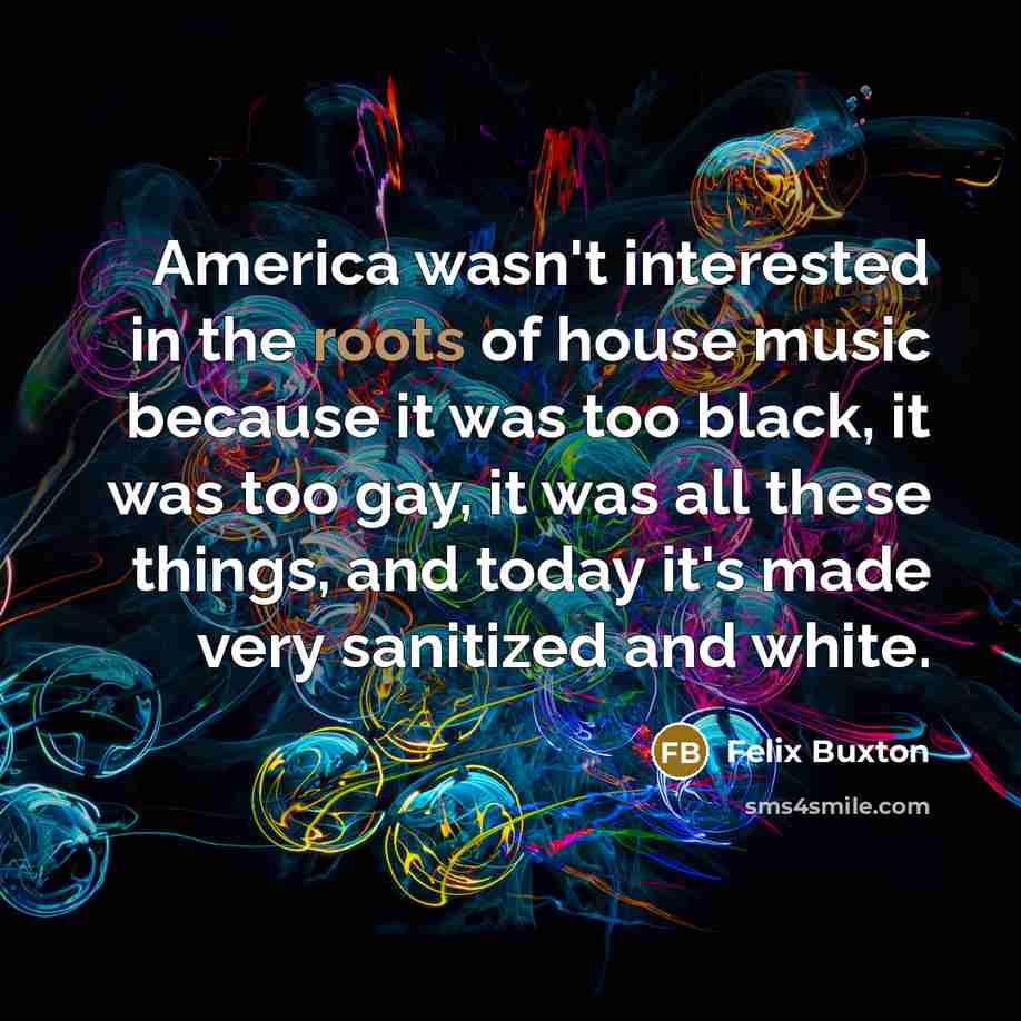 “America wasn't interested in the roots of house music because…” quote by Felix Buxton