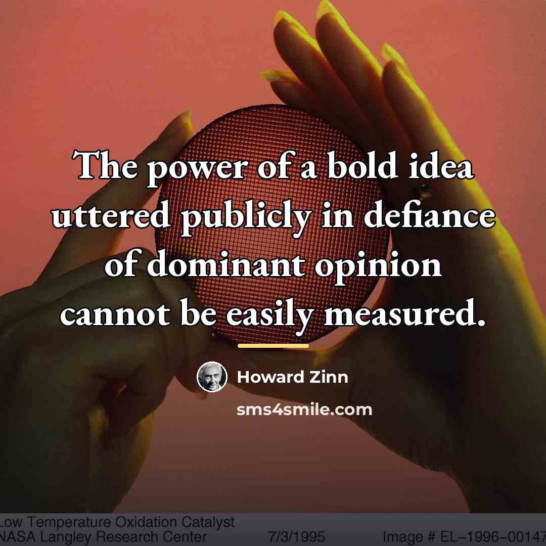 “The power of a bold idea uttered publicly in defiance…” quote by Howard Zinn
