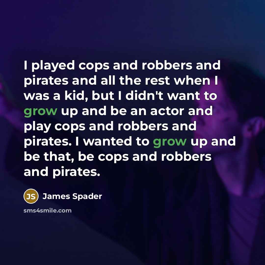 “I played cops and robbers and pirates and all the…” quote by James Spader