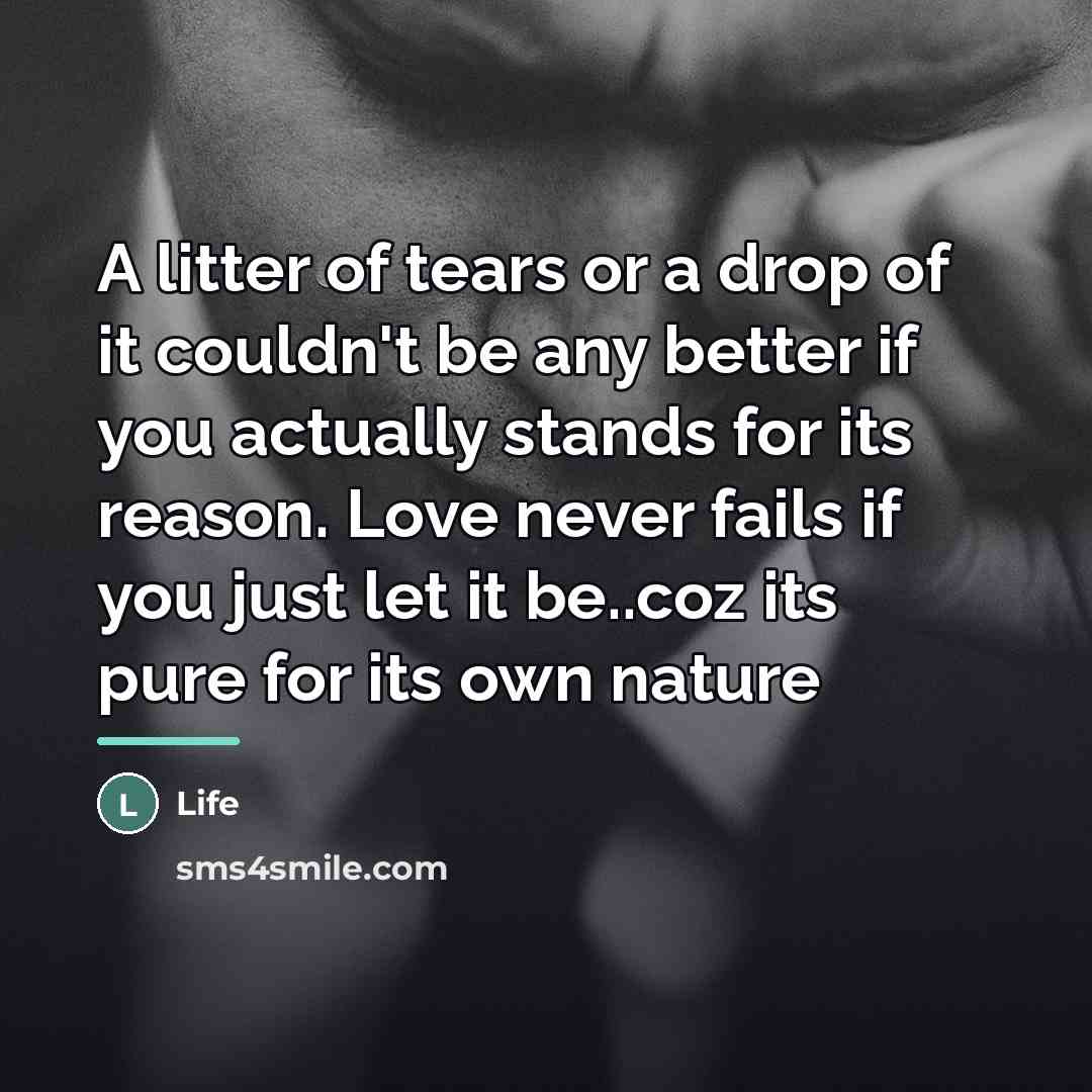 “A litter of tears or a drop of it couldn't…” quote by Life