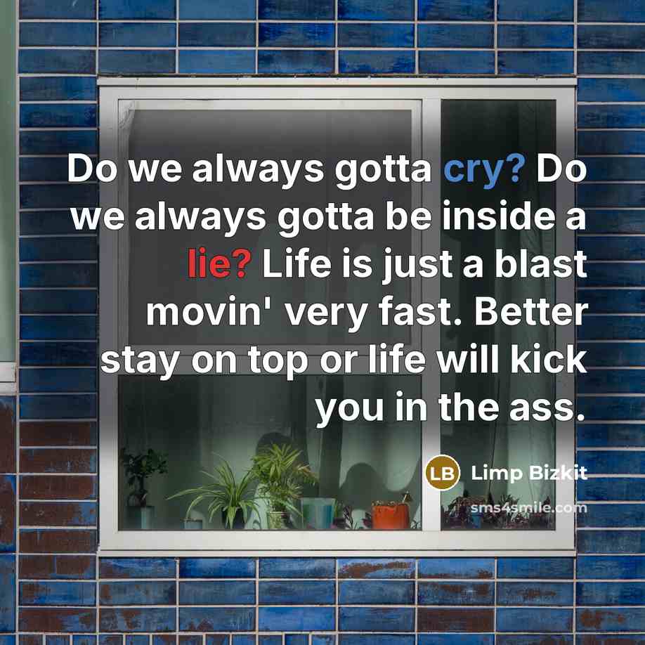 “Do we always gotta cry? Do we always gotta be…” quote by Limp Bizkit