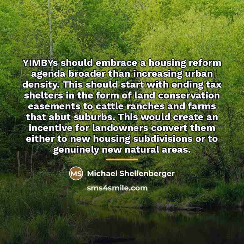 “YIMBYs should embrace a housing reform agenda broader than increasing…” quote by Michael Shellenberger