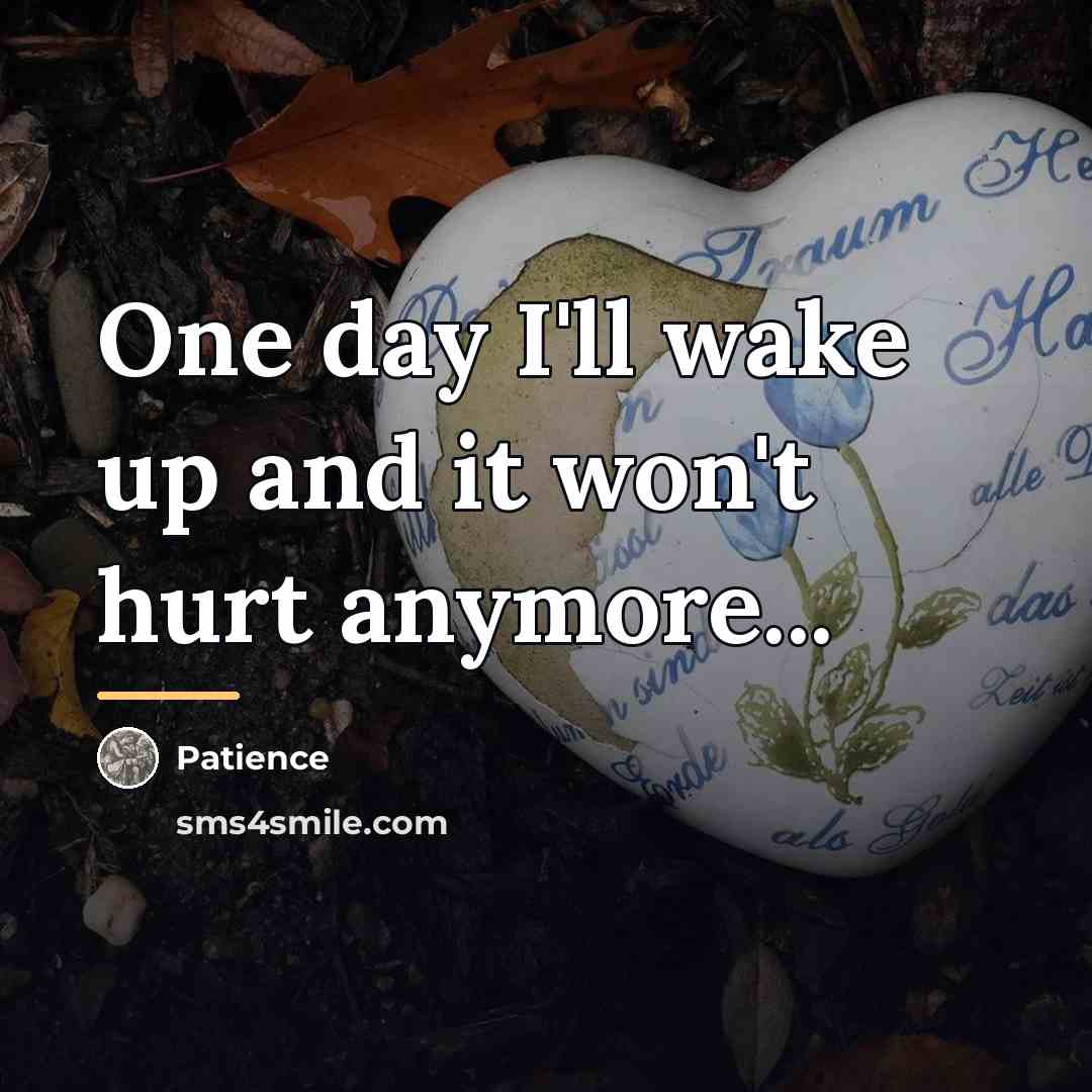 “One day I'll wake up and it won't hurt anymore...…” quote by Patience