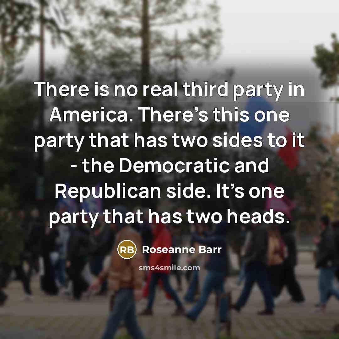 “There is no real third party in America. There's this…” quote by Roseanne Barr