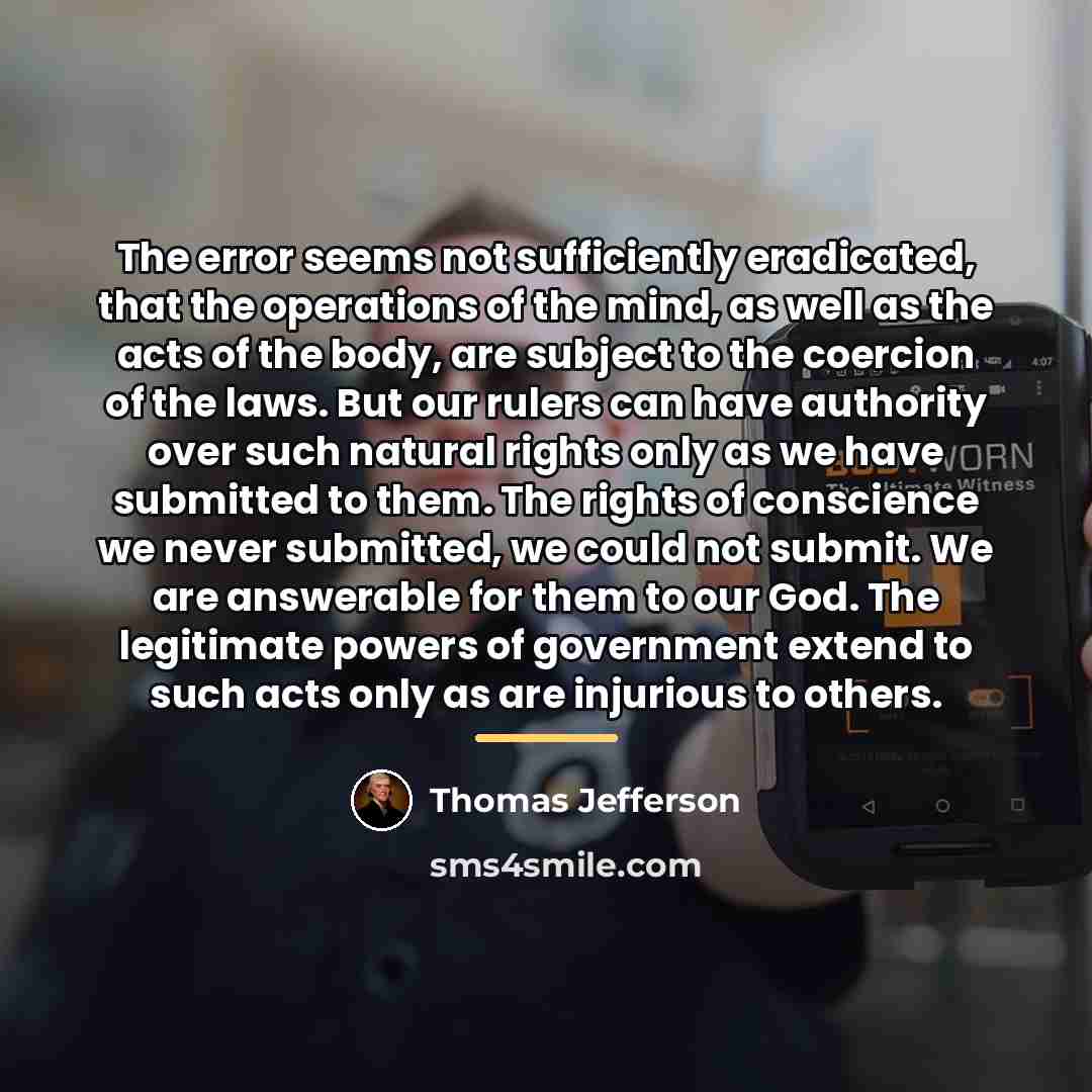 “The error seems not sufficiently eradicated, that the operations of…” quote by Thomas Jefferson