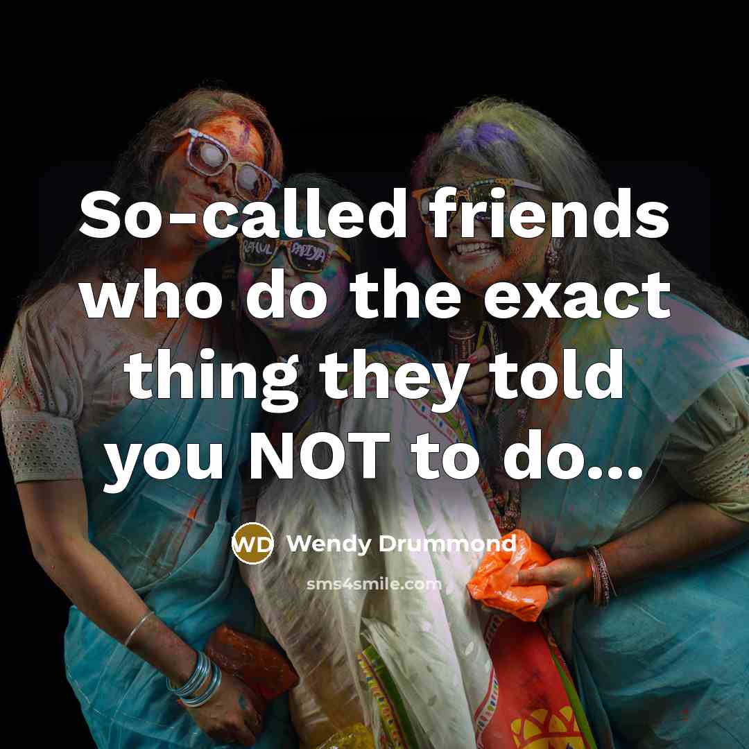 “So-called friends who do the exact thing they told you…” quote by Wendy Drummond